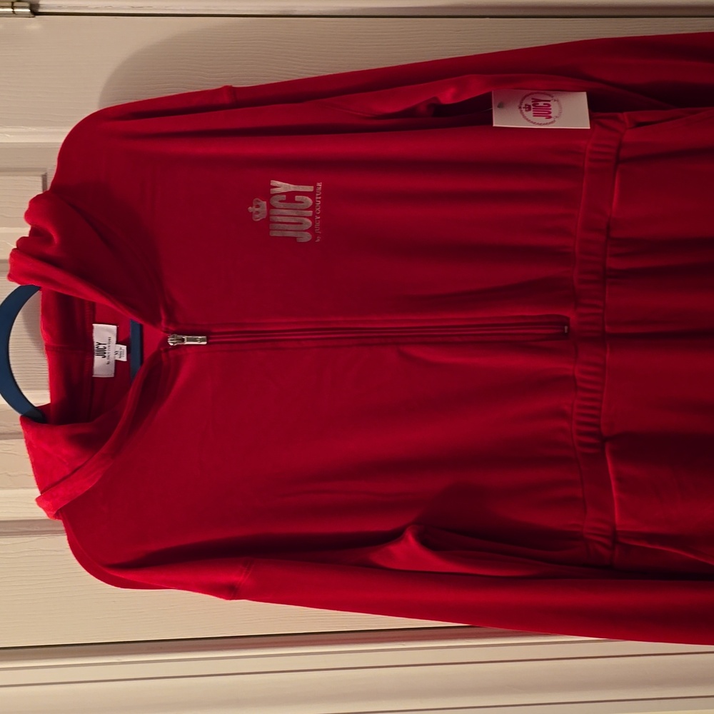 JUICY COUTURE WOMENS JUNIOR FUSCIA LONG SLEEVE VELVETEEN HOOD JUMP SUIT SIZE XL
